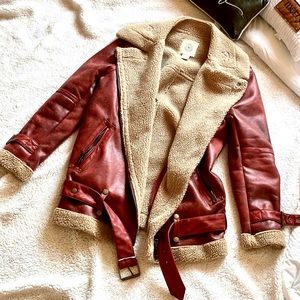 Urban outfitters leather aviator jacket